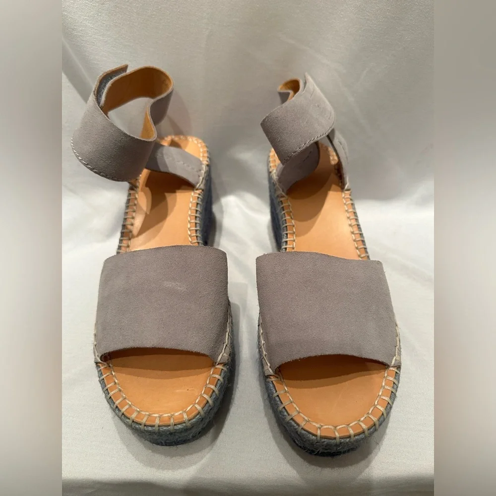 Frye Blues & Gray Amber Espadrille Wedge Heel Sz 8.5 - Picture 2 of 11